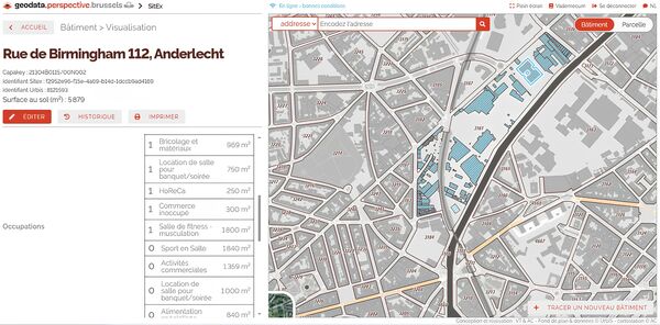 L’application SitEx sur geodata a été développée pour inventorier les occupations par étage avec un estimation des superficies de chaque occupation